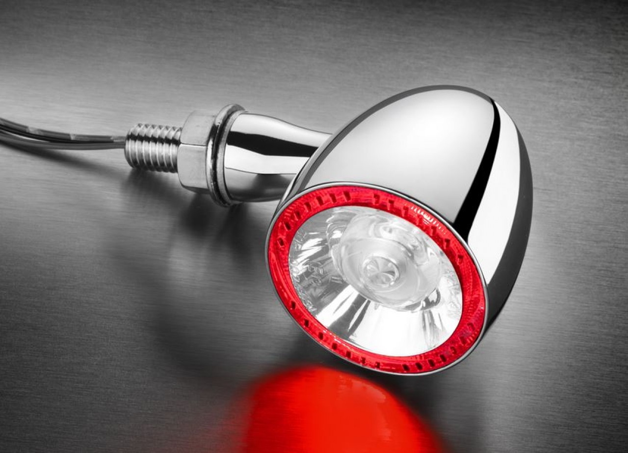 Clignotants Kellermann, feux arrière et stop, Bullet 1000 DF, acier, LED, HL/HR, 12 V, chrome brillant