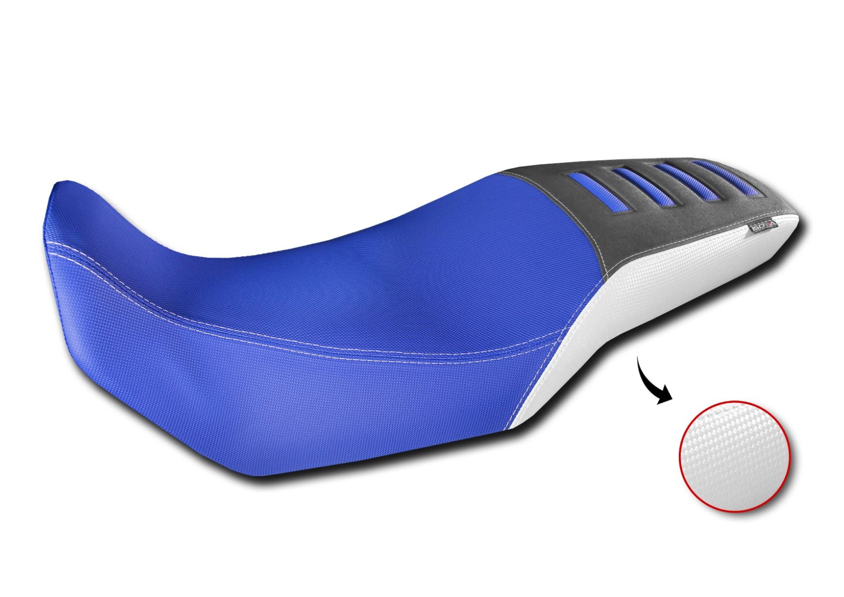 Housse de siège Comfort en fibre 3D pour Honda XL 750 Transalp, bleu / blanc / noir