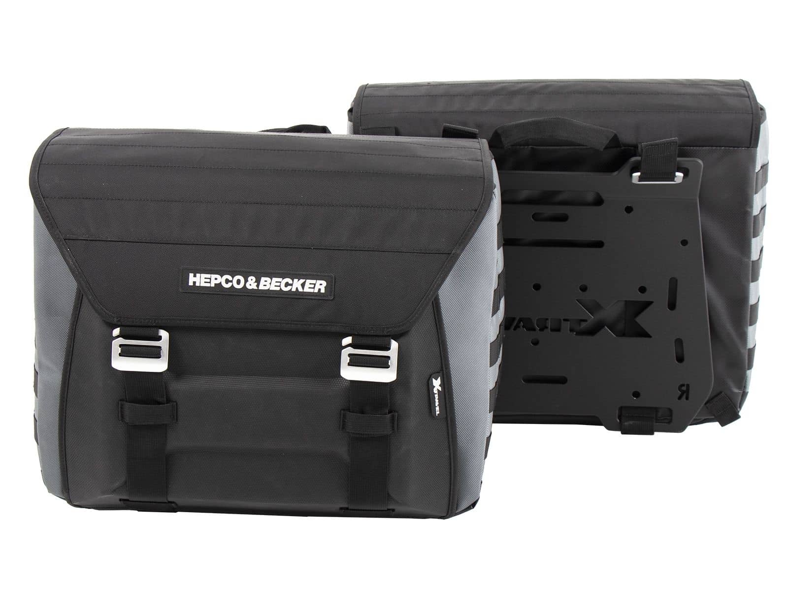 Kit de sacoches latérales Xtravel Basic y compris 2x plaque d'adaptation universelle pour les supports de sacoches latérales tubulaires