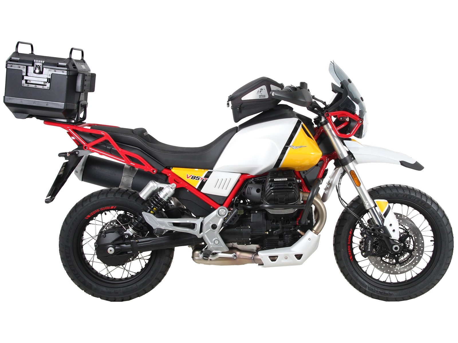 Support de topcase Alurack noir pour V85 TT (année 19-) Hepco & Becker