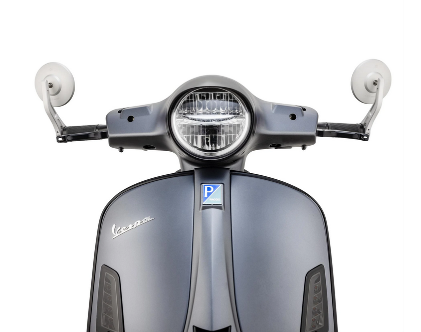 Rétroviseur d'extrémité de guidon pour Vespa, gauche ou droite, rond, argent mat