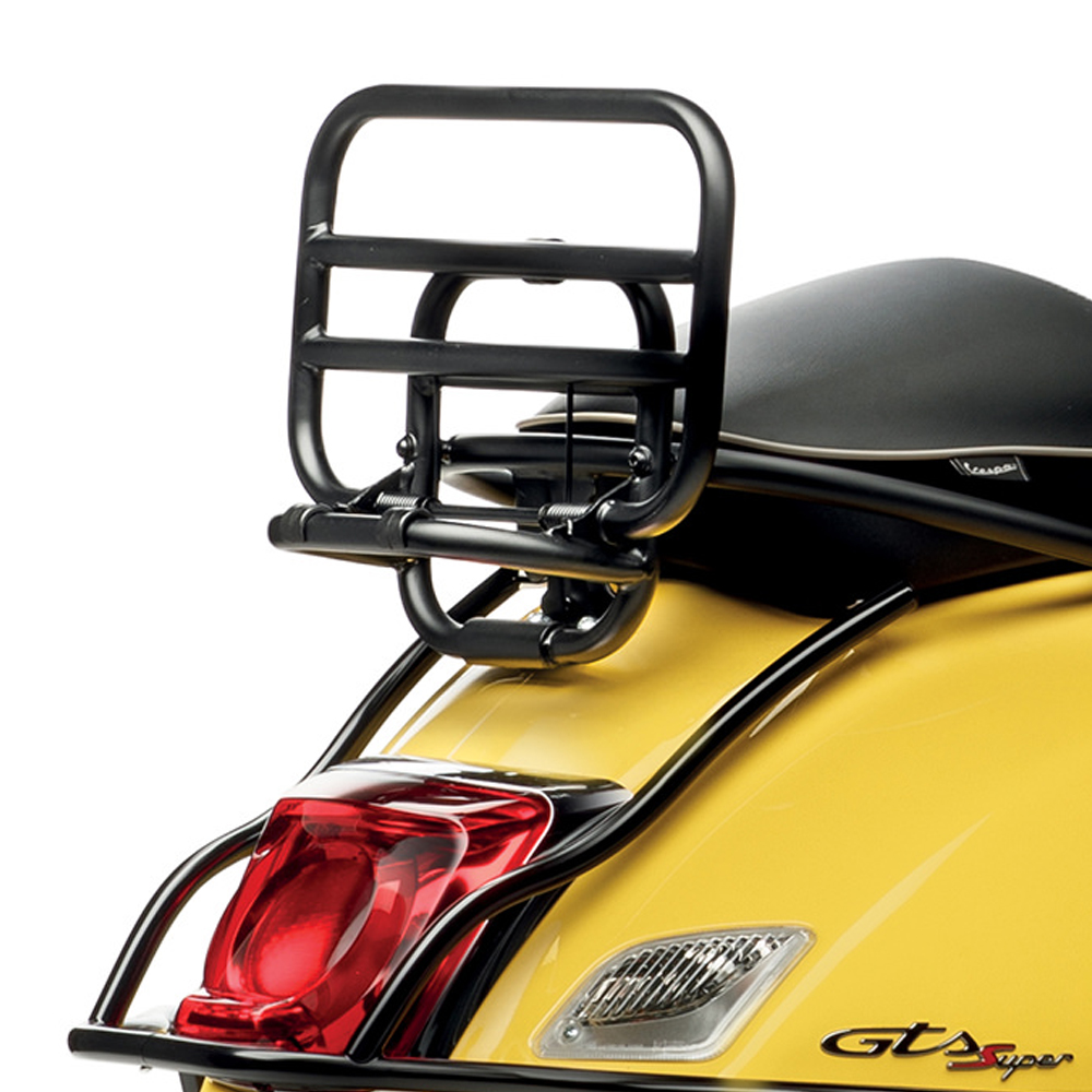 Porte-bagages arrière original rabattable noir pour Vespa GTS/GTV