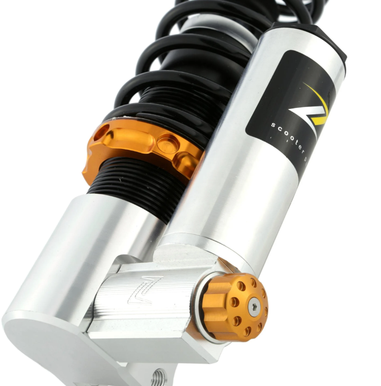 Amortisseur avant ZELIONI pour Vespa ET2/ET4/LX/LXV/S 50-150ccm, argent/orange/noir