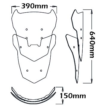 Bulle réglable en hauteur - hauteur 640 mm pour Honda CRF 1000 L Africa Twin (17-20)