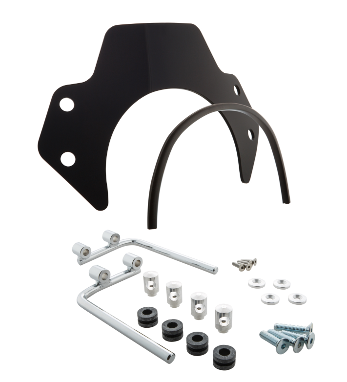 Flyscreen pour Vespa PX 80-200ccm, support argenté, teinté noir