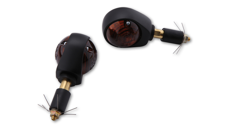 HIGHSIDER Smart œil de bœuf ampoules clignotant en bout de guidon boîtier noir / lentille gris fumée (paire), V