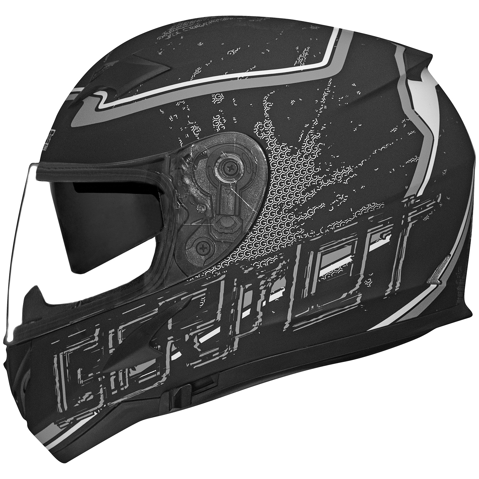 Casque intégral Germot GM 306, noir mat/gris