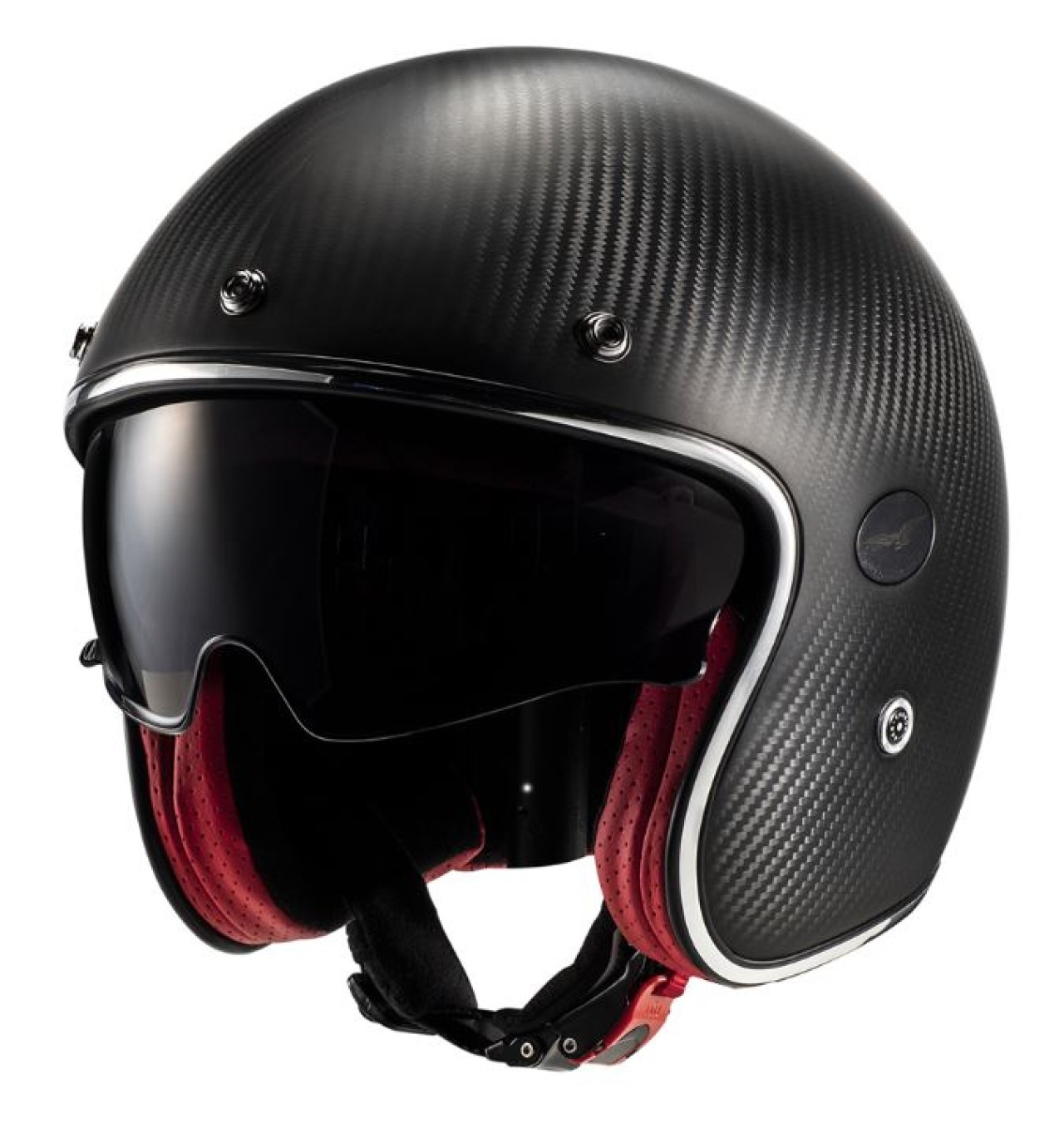 Moto Guzzi casque jet carbone noir / rouge
