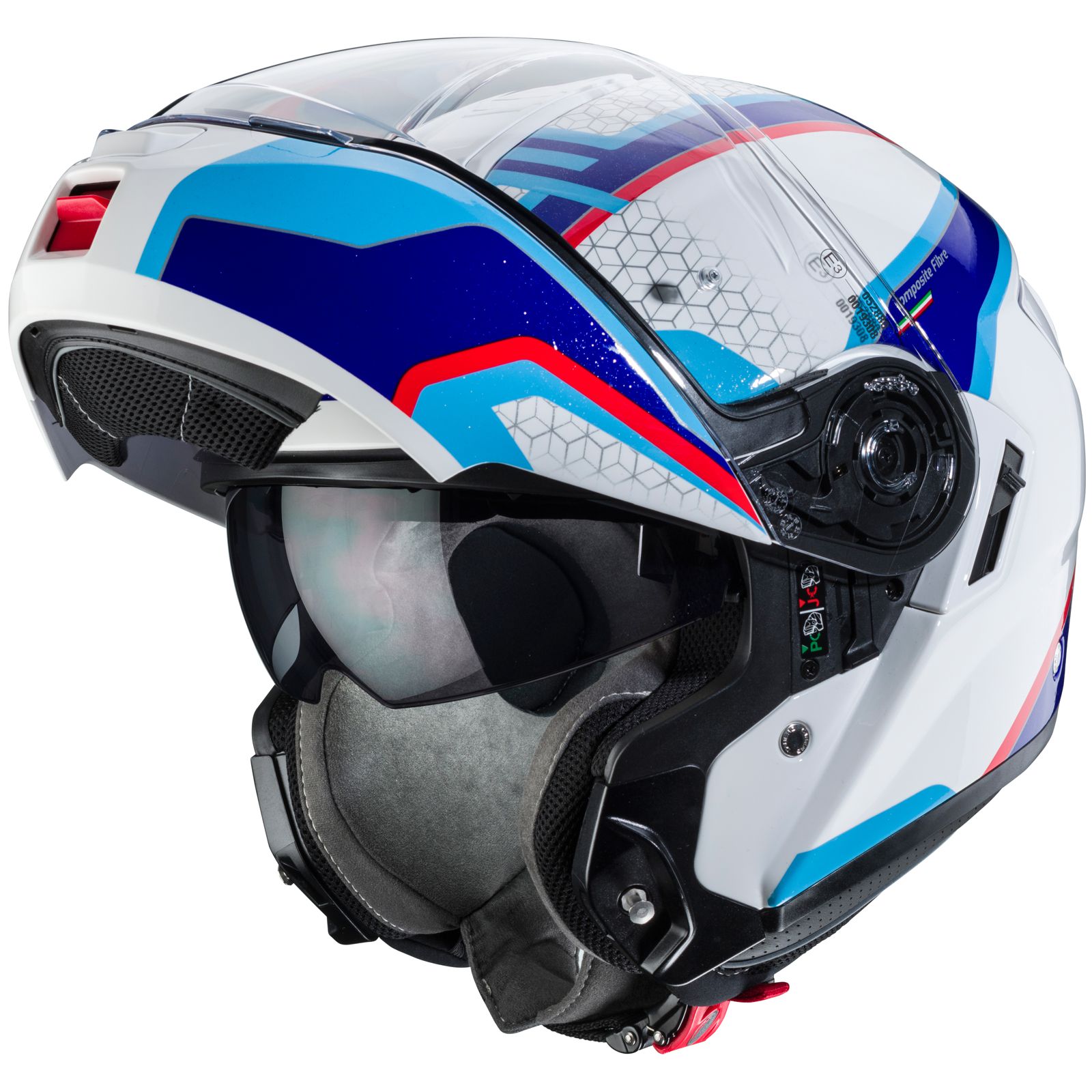 Caberg casque Levo Sonar, blanc/bleu-rouge