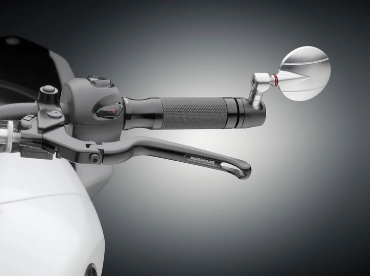Rétroviseur d'extrémité de guidon RIZOMA "SPY-R" Ø 94.5 mm gauche ou droite pour Vespa, noir/argent anodisé