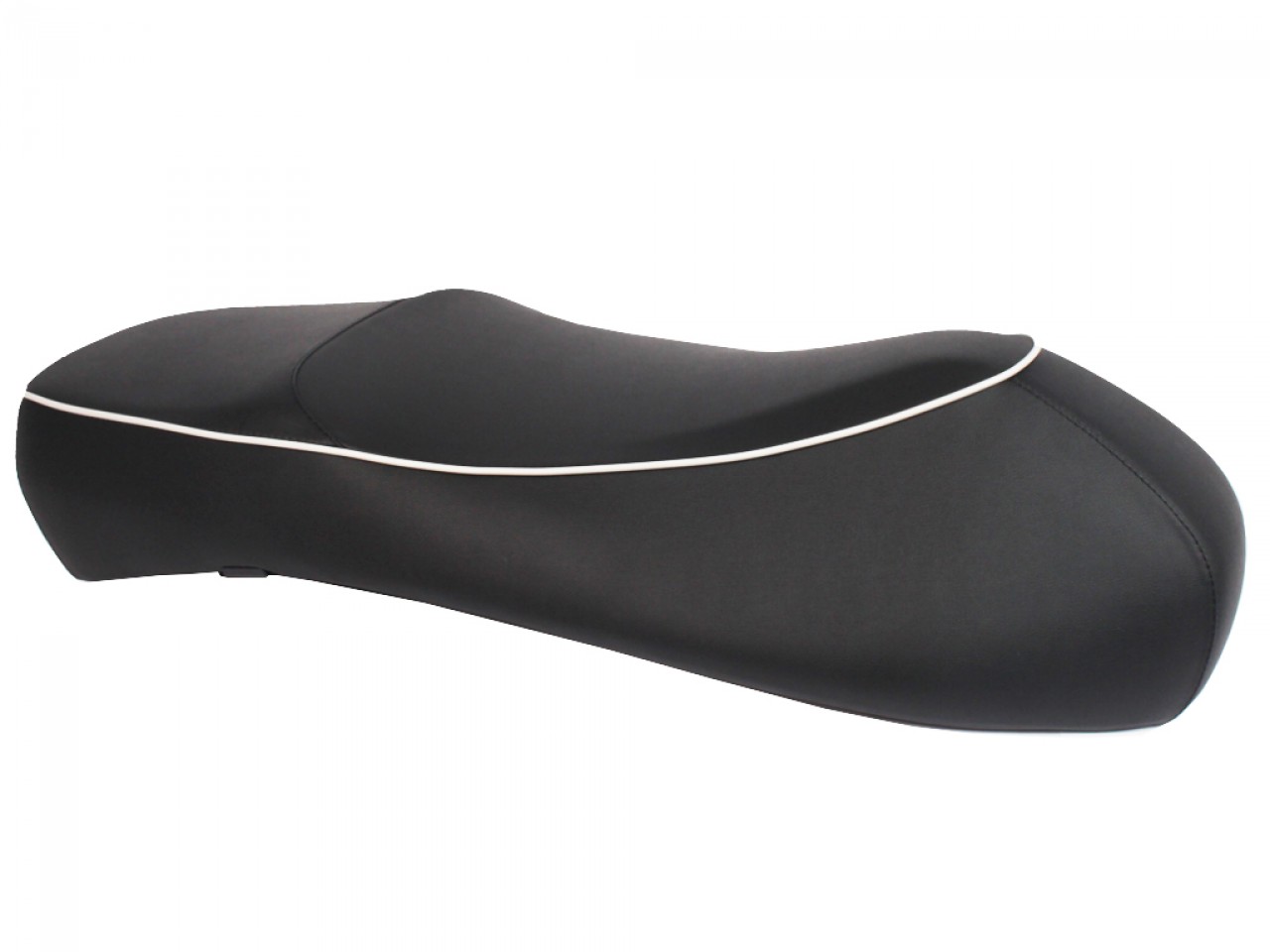 "Banc double" noir avec passepoil blanc pour Vespa GTS