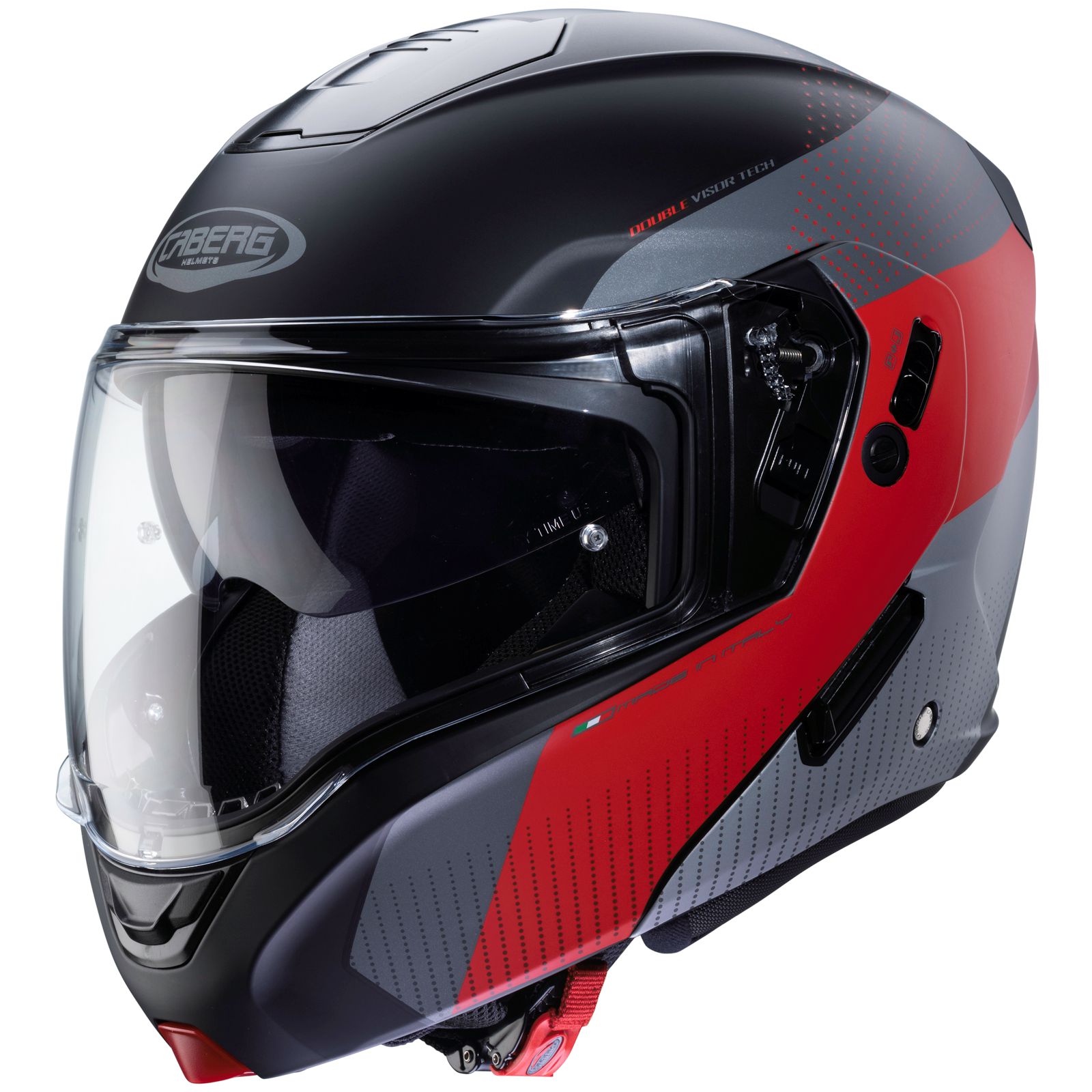 Caberg casque Horus Scout, noir mat/fluo-rouge-gris
