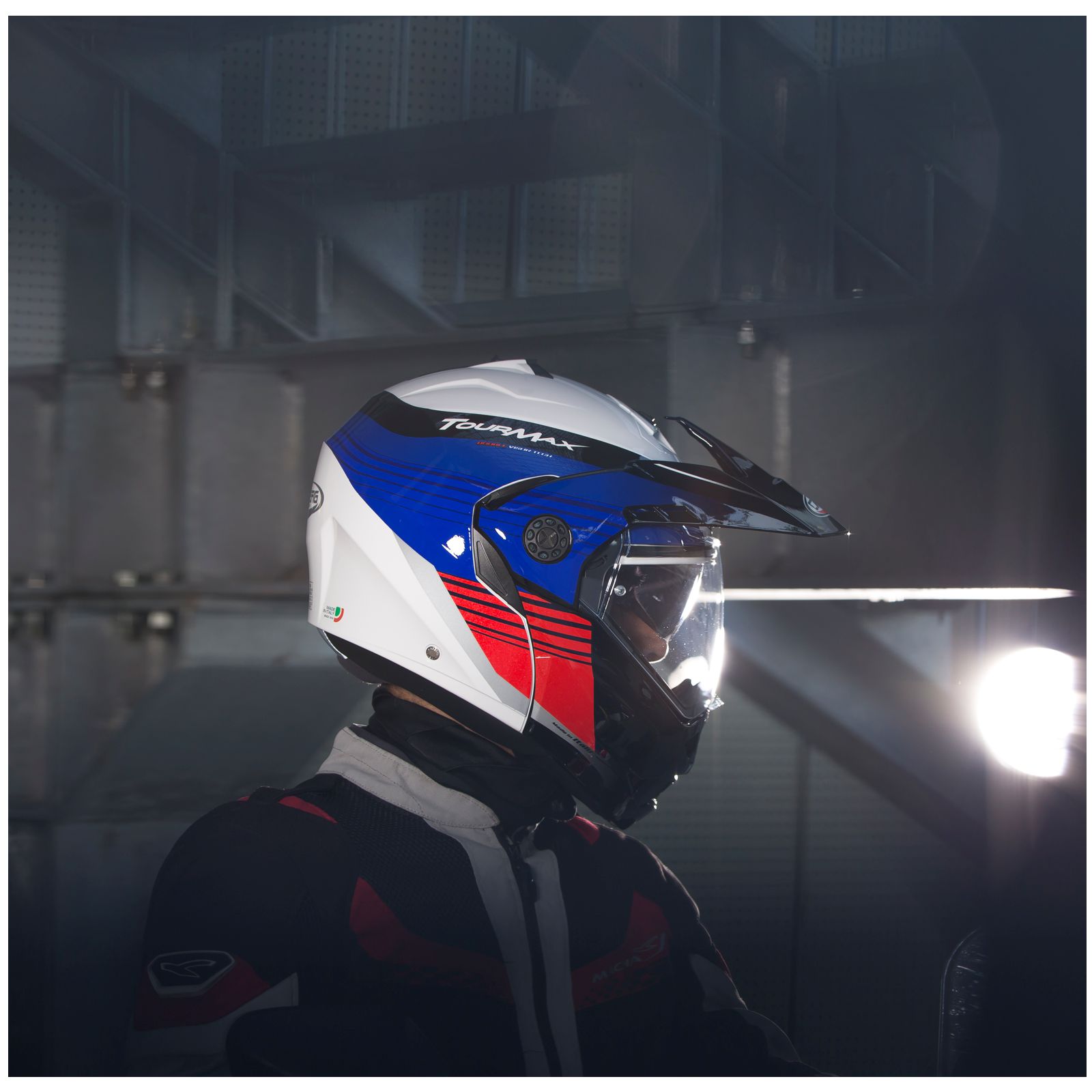 Caberg casque Tourmax Titan, blanc/bleu-rouge