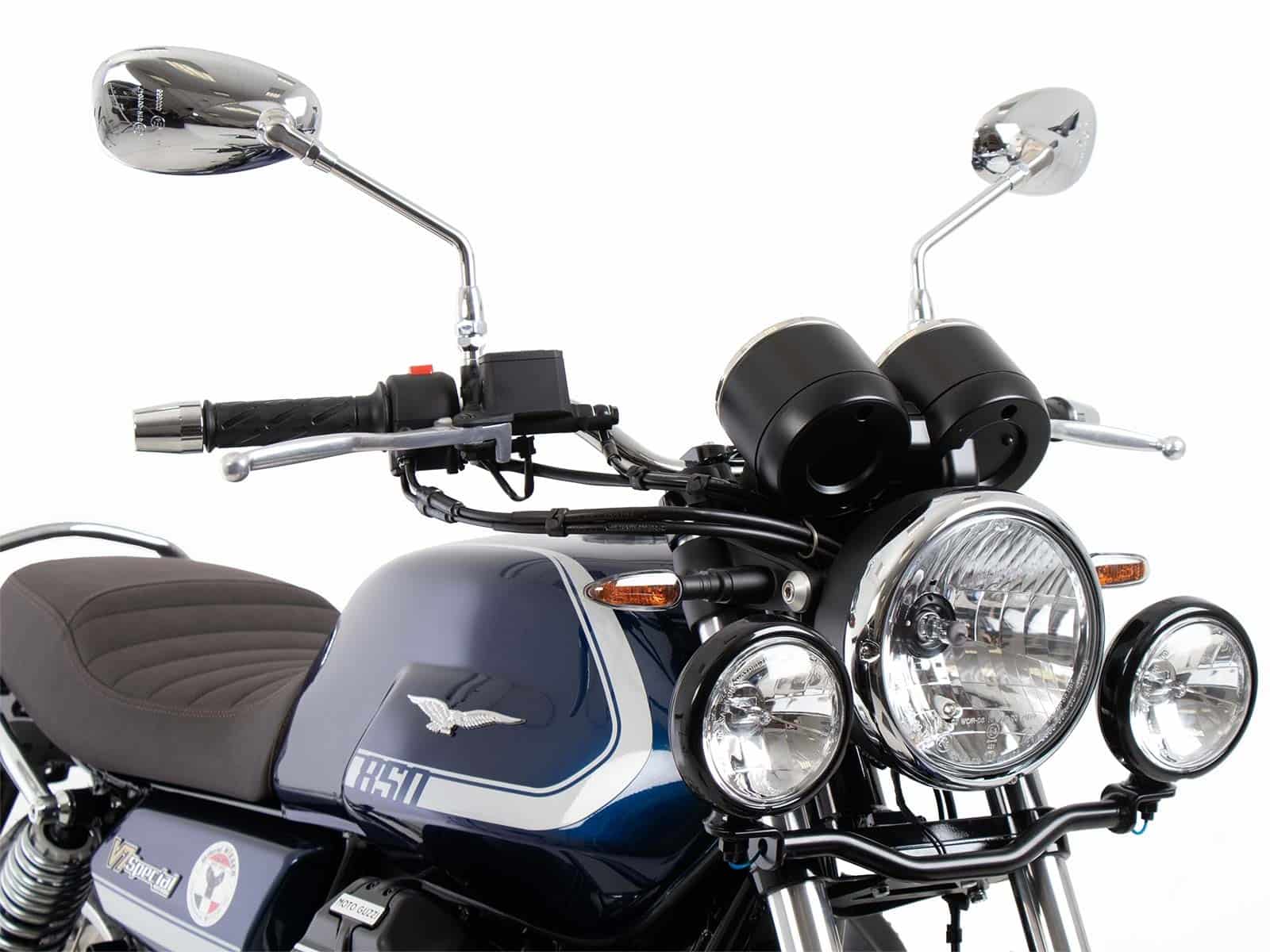 Phare supplémentaire Twinlight avec support et câble noir pour Moto Guzzi V7 850 Stone (25- )