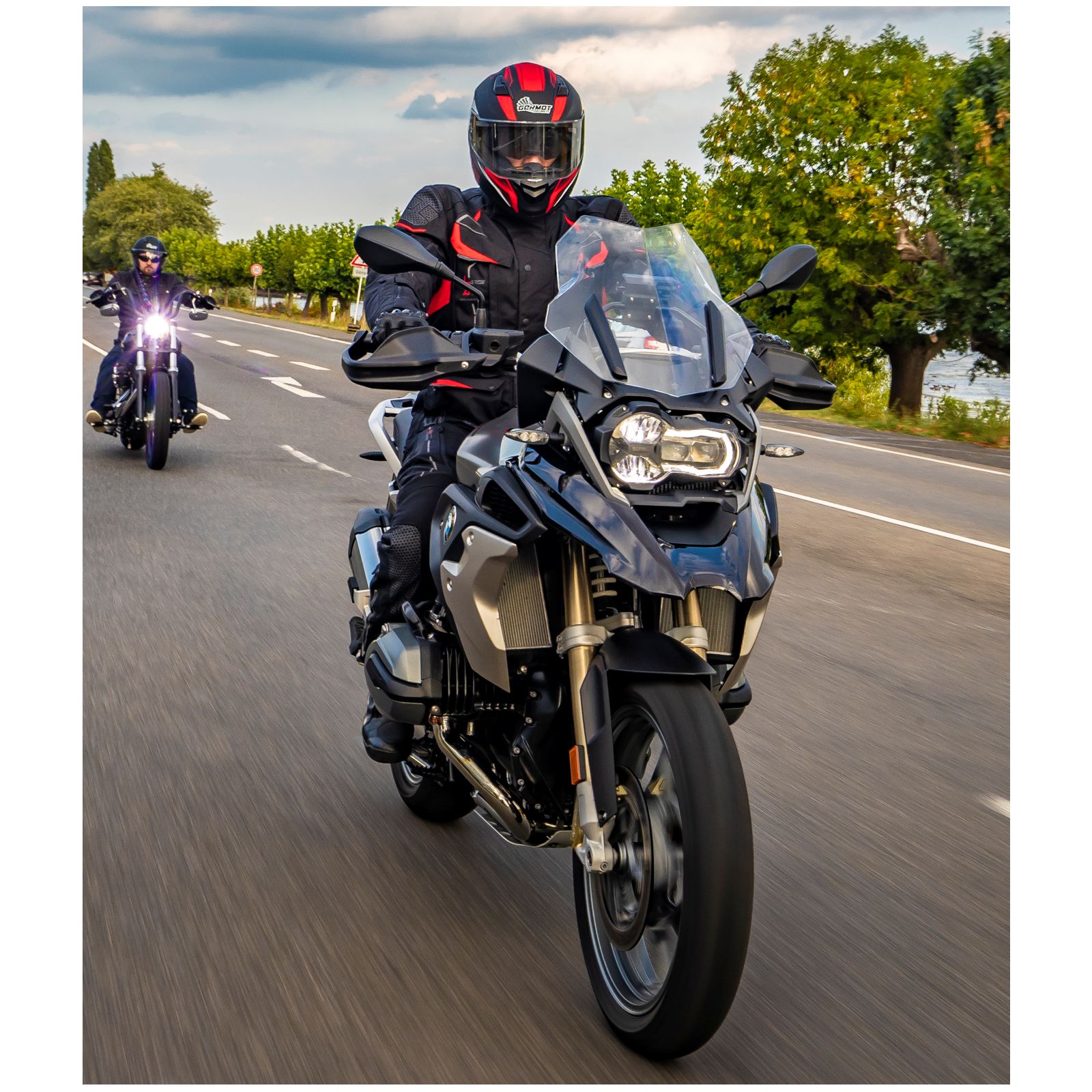 Germot casque intégral GM 330, noir mat/rouge