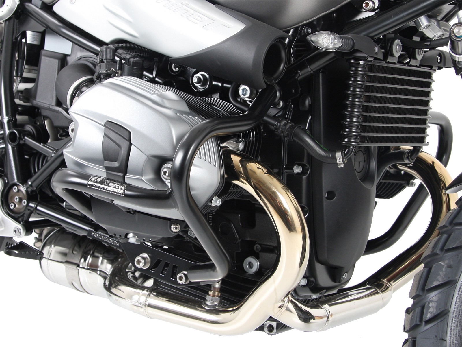 Arceau de protection du moteur argenté pour BMW R nineT Scrambler (16-23) Hepco & Becker