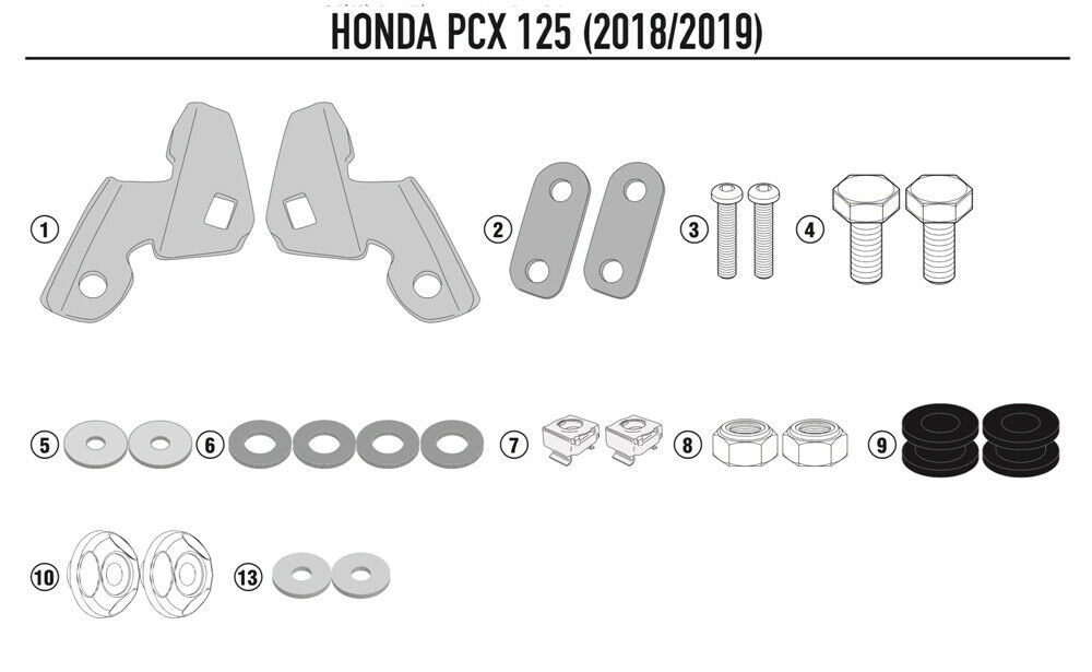 Kit de montage pour pare-brise 1163DTG pour Honda PCX 125 (année 18-) Givi