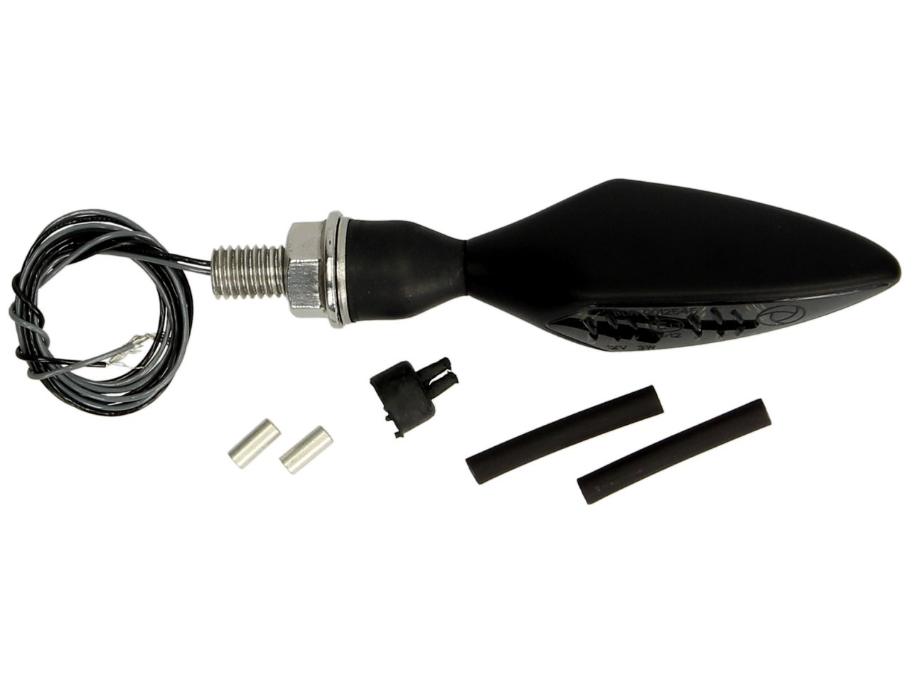 Clignotants Kellermann, Rhombus Dark, acier, LED, VL/HR, 12 V, noir satiné, M8x20, homologués E