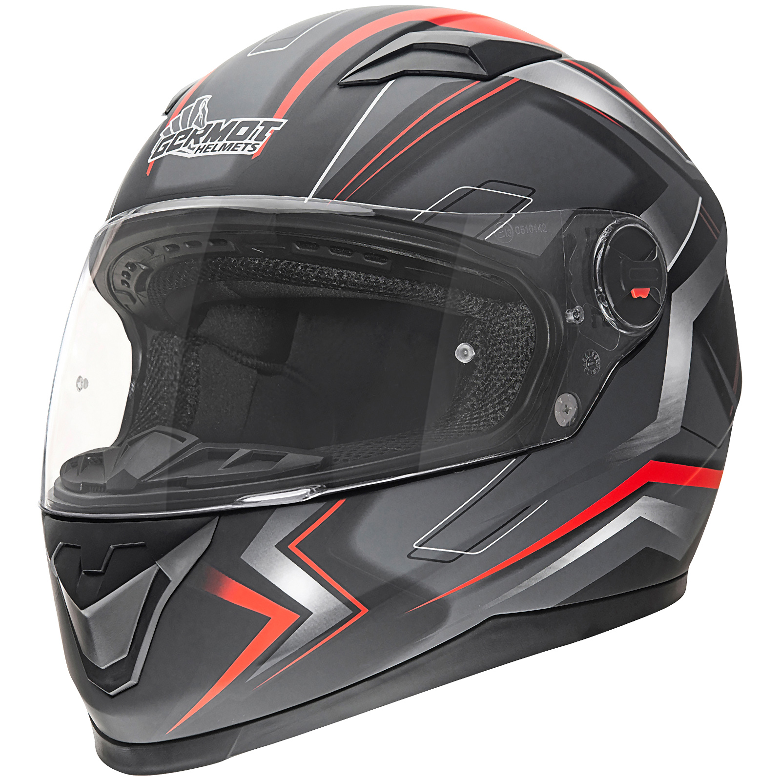Germot casque intégral GM 320, noir mat/rouge