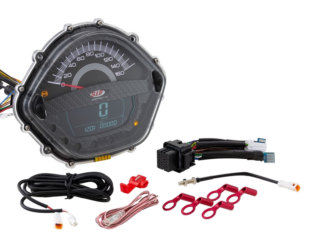 Compte-tours/tachymètre pour Vespa GTS/GTS Super/GTS SuperSport, i.e., 125-300ccm (-'14), carbon-look