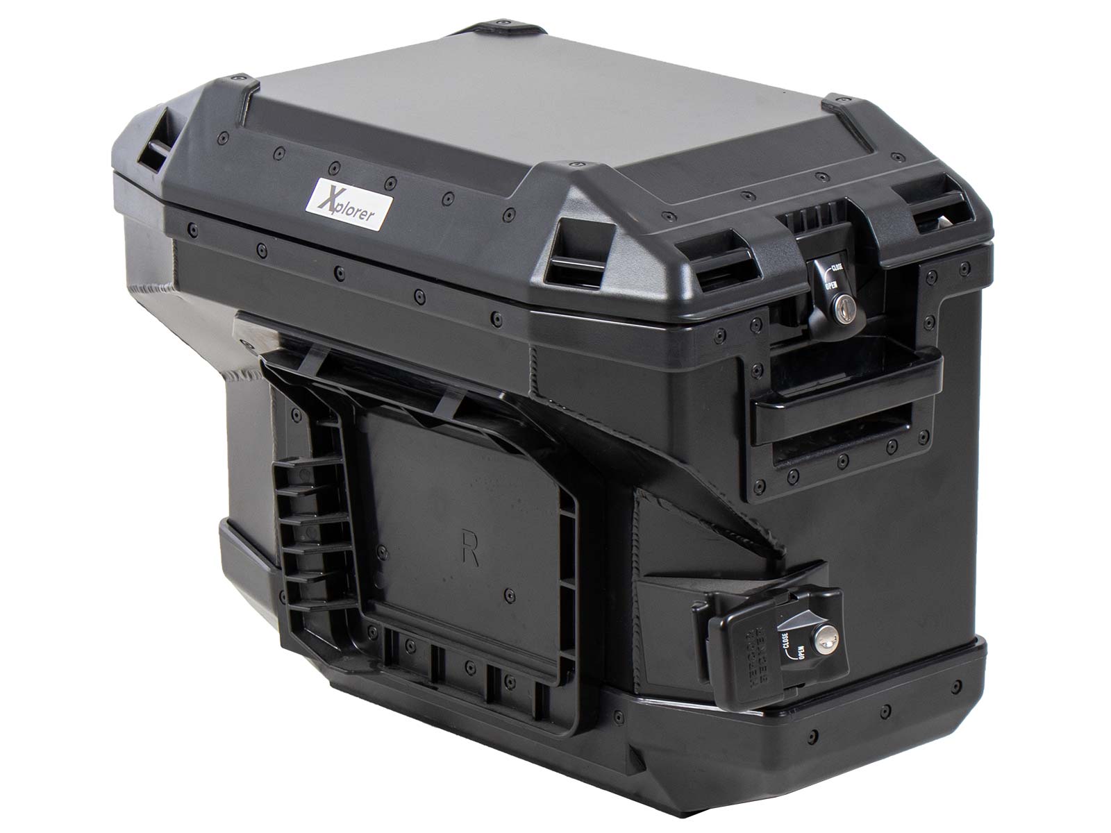 Valises latérales Alu Xplorer 37 Cutout (évidées pour le pot d'échappement) droite noire Hepco & Becker