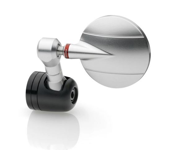 Rétroviseur d'extrémité de guidon RIZOMA "SPY-R" Ø 94.5 mm gauche ou droite pour Vespa, noir/argent anodisé