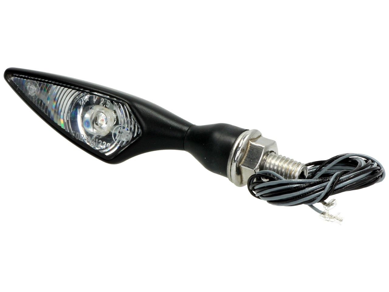Clignotant Kellermann, losange, acier, LED, VR/HL, 12 V, noir satiné, M8x20, homologué E