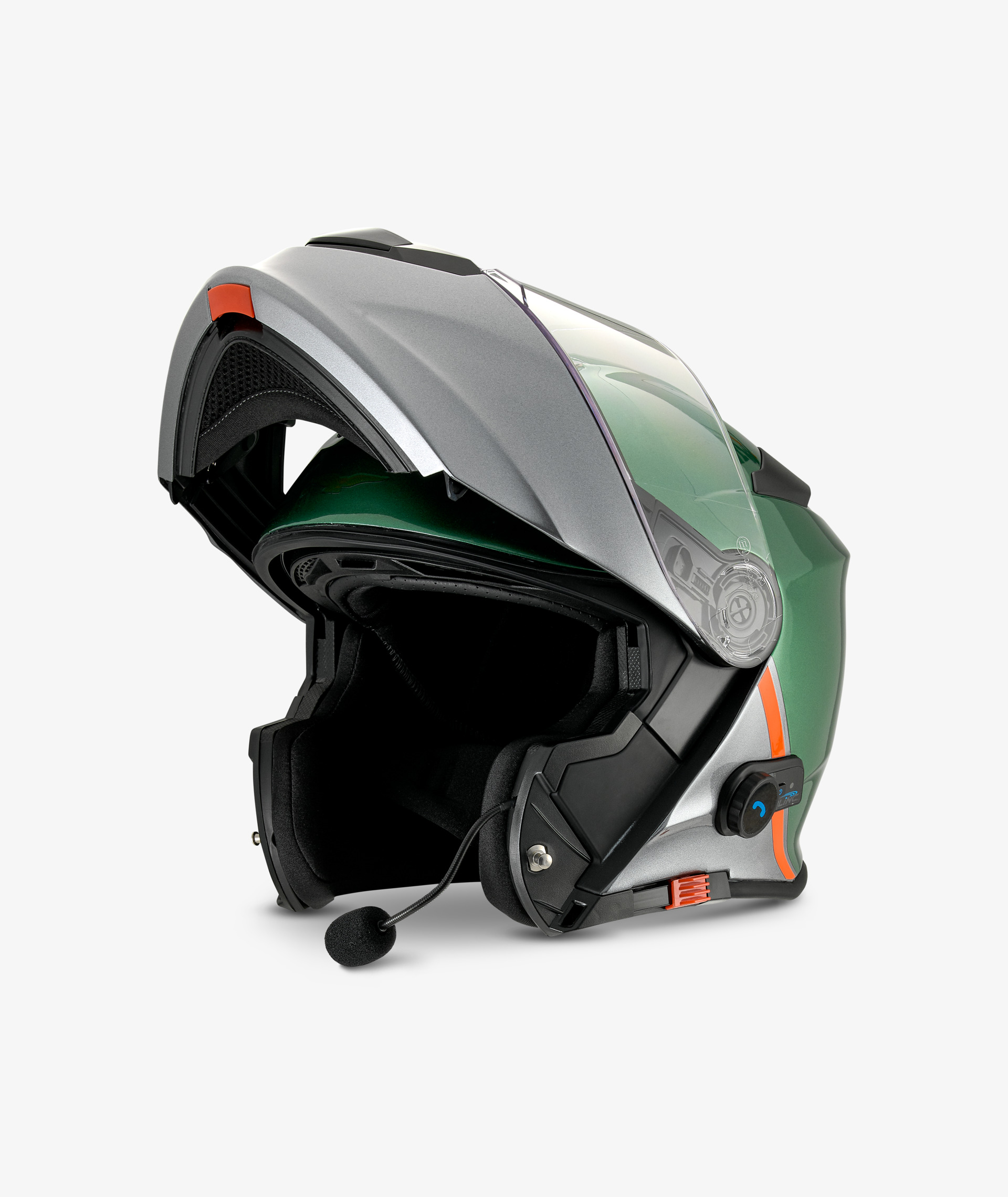Casque Moto Guzzi "Modular BT" vert avec Bluetooth