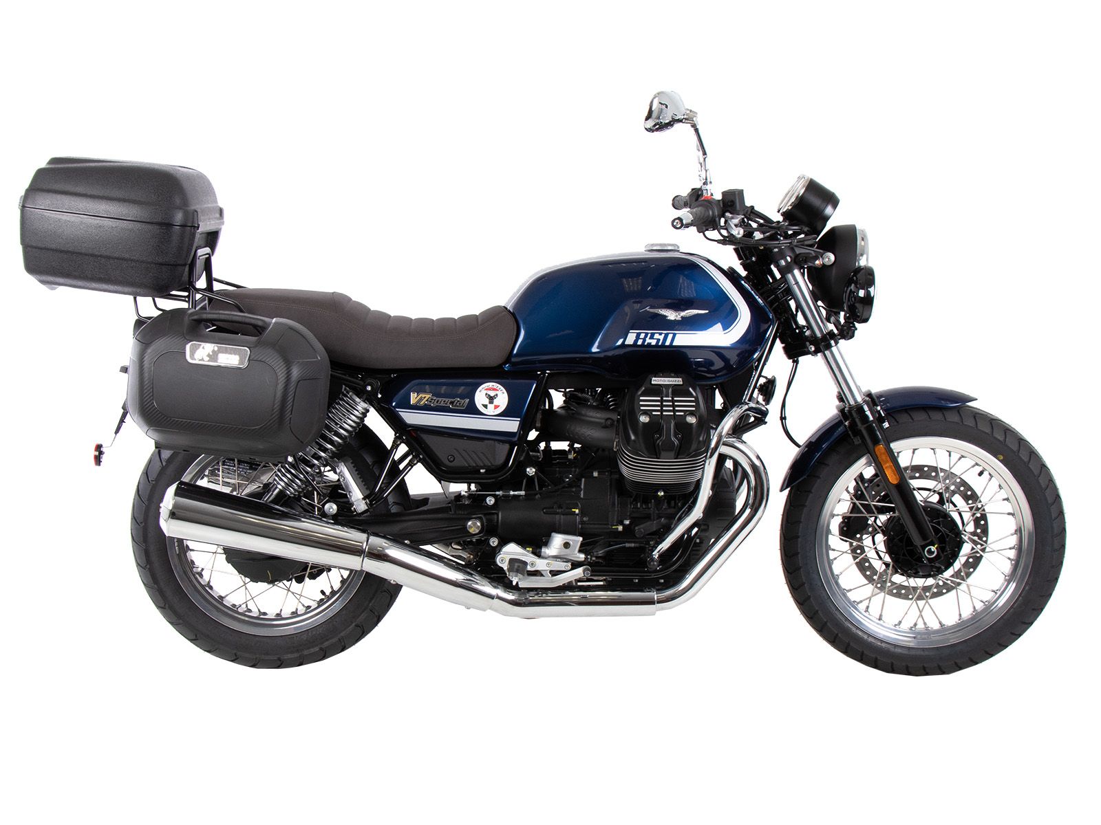 Supports latéraux C-Bow chromés pour Moto Guzzi V7 850 Spécial/Stone/Centenario (21-24) Hepco & Becker