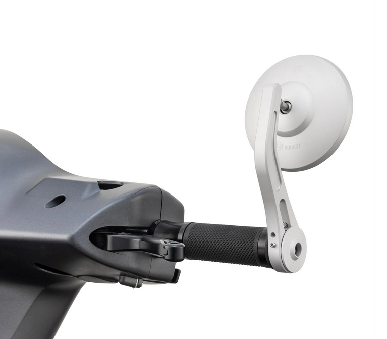 Rétroviseur d'extrémité de guidon pour Vespa, gauche ou droite, rond, argent mat