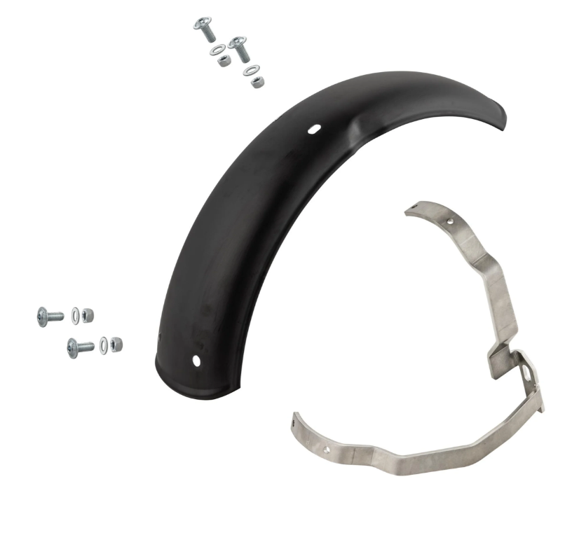 Aile 2.0 Garelli pour Vespa PX 80-200ccm, métal noir mat, support inox brossé