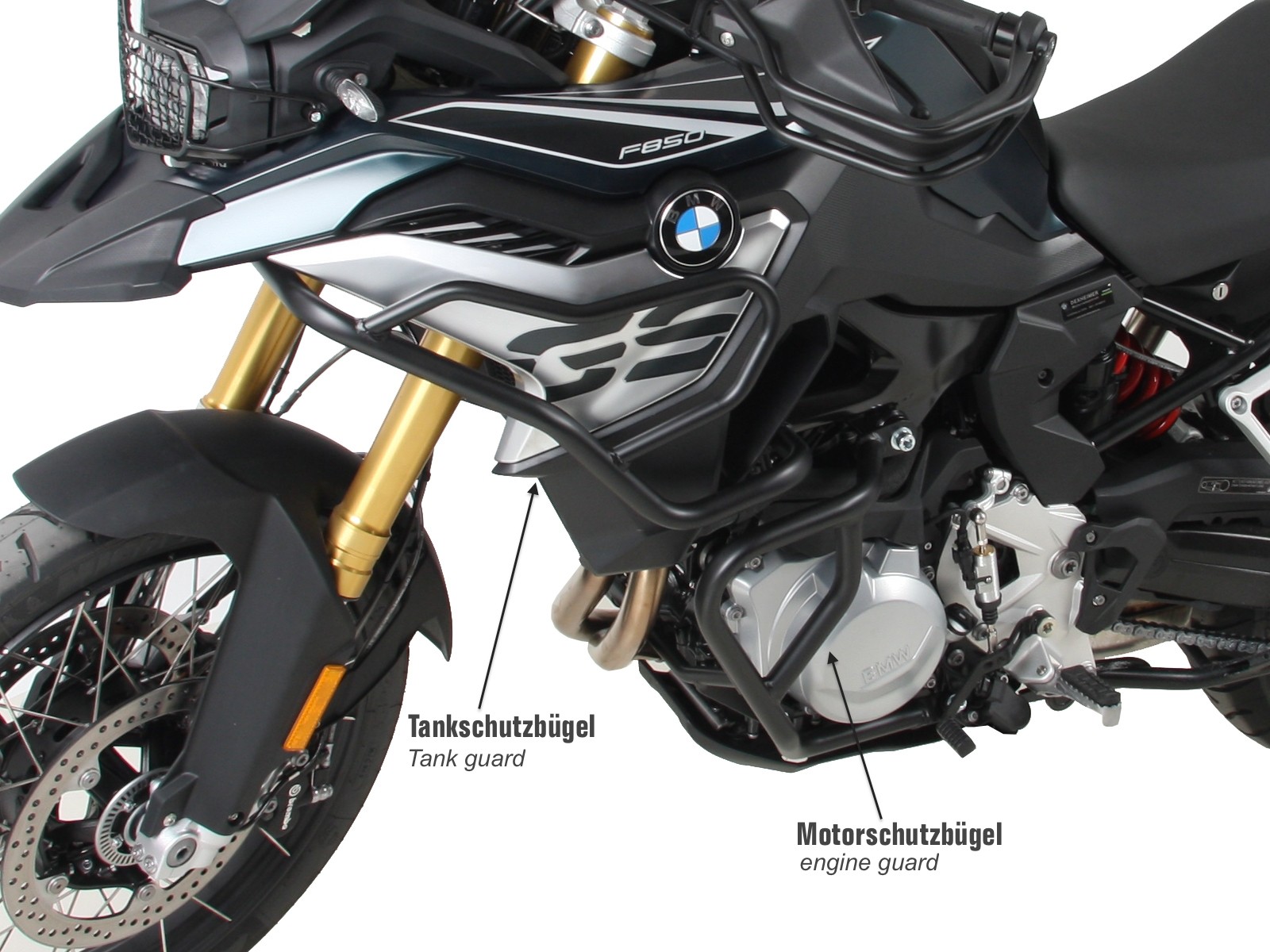 Arceau de protection du réservoir noir pour BMW F 850 GS Hepco & Becker