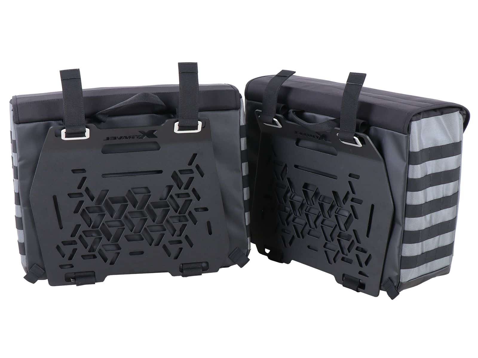 Kit de sacoches latérales Xtravel Basic y compris 2x plaque d'adaptation universelle pour les supports de sacoches latérales tubulaires