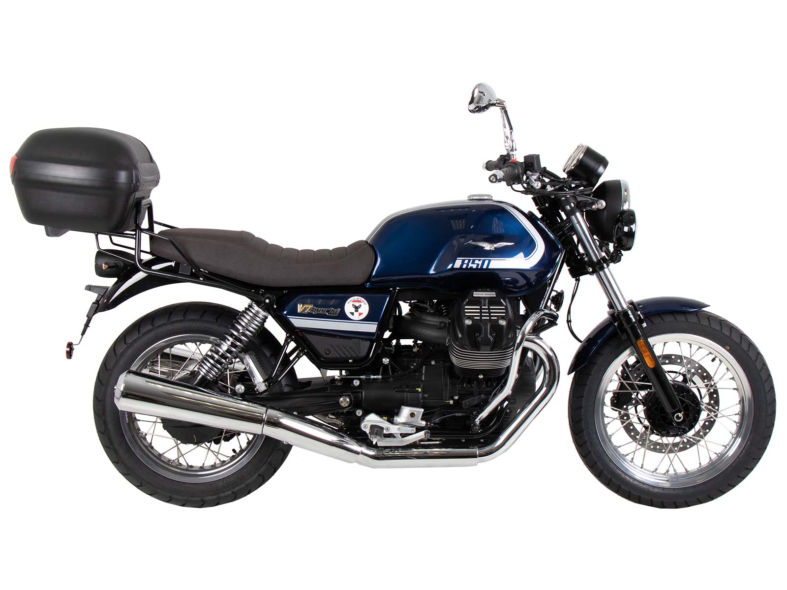 Pont à bagages tubulaire support de top case noir pour Moto Guzzi V7 850 Spécial/Stone/Centenario (21-24)