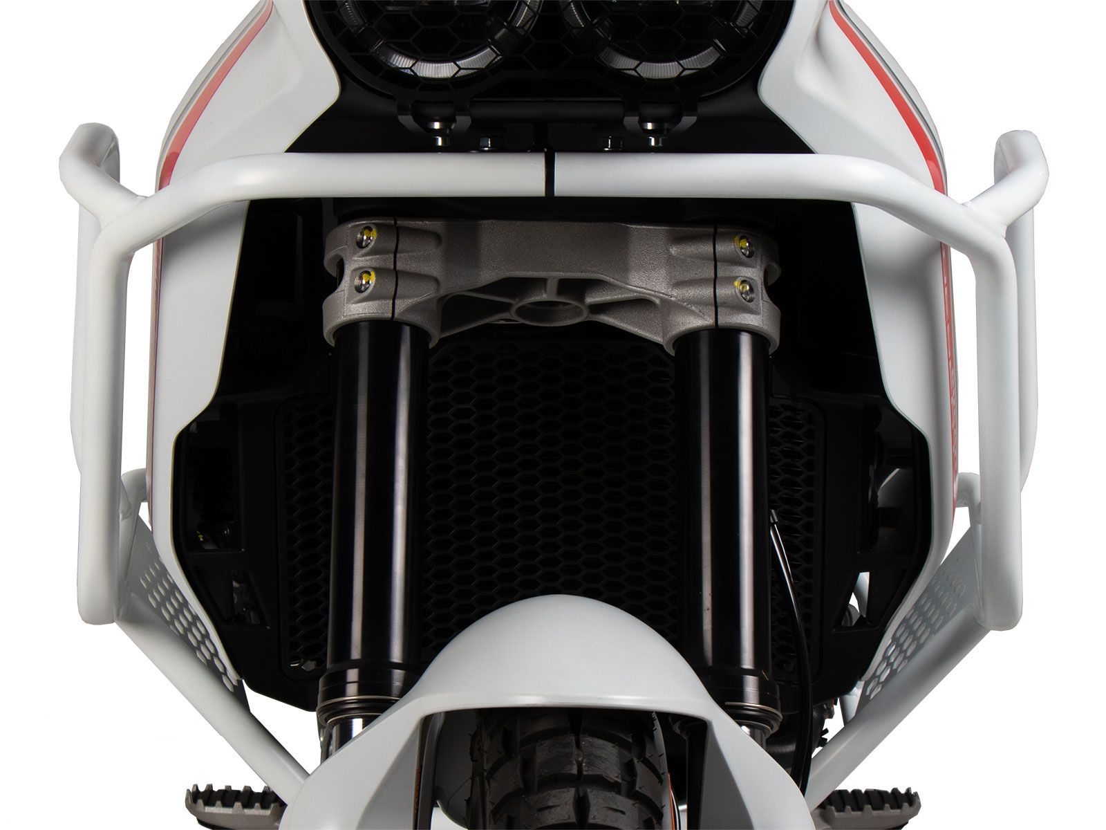 Arceau de protection de réservoir blanc pour Ducati Desert X Rally (24-) Hepco & Becker