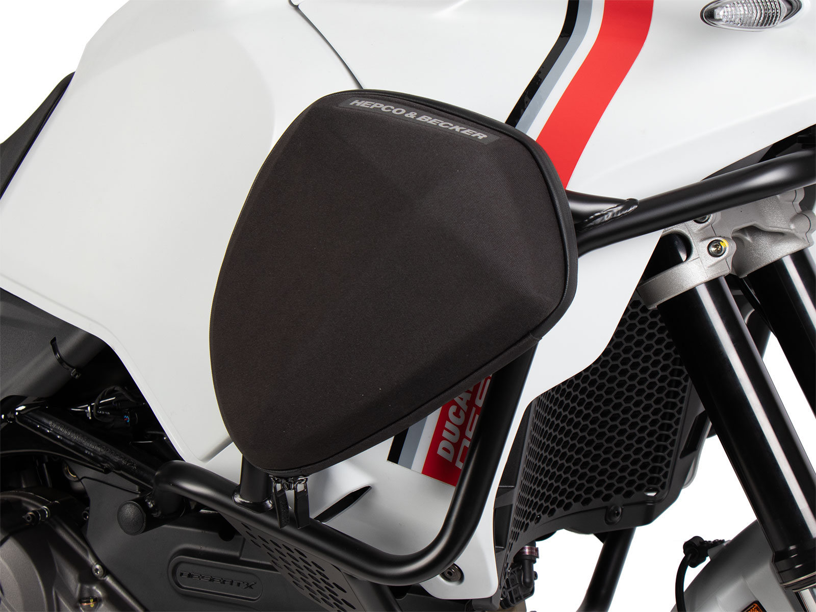 Arceau de protection de réservoir blanc pour Ducati Desert X Rally (24-) Hepco & Becker