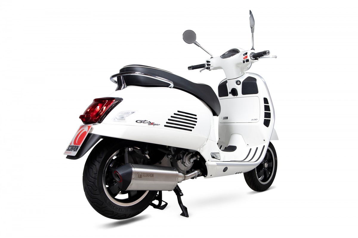Échappement sport Scorpion "Red Power" argent pour Vespa GTS/GTS Super/GTV 300ccm HPE (`20-) Euro 5