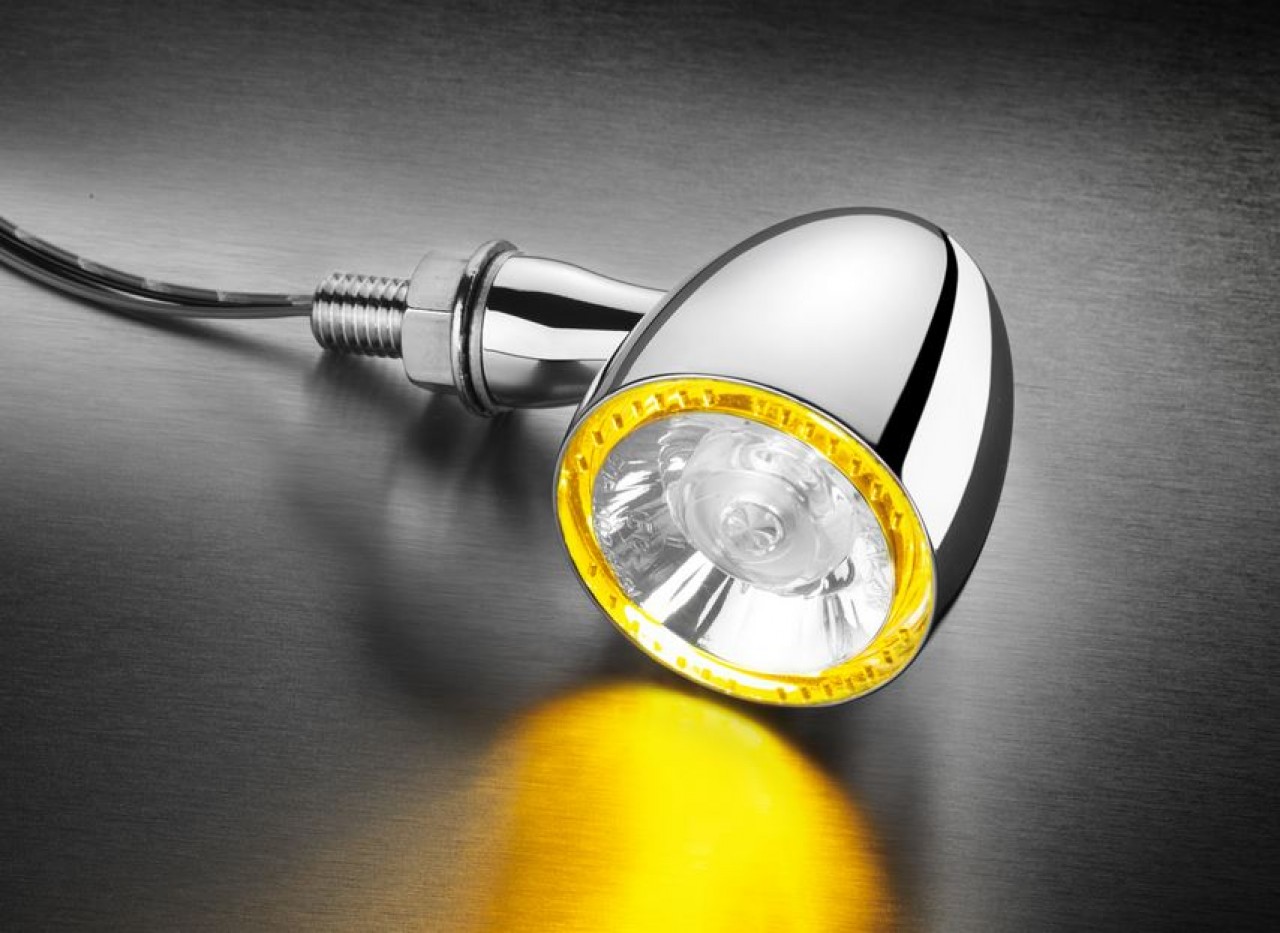 Clignotant Kellermann avec feu de position, Bullet 1000 PL, acier, LED, VL/VR, 12 V, chrome brillant