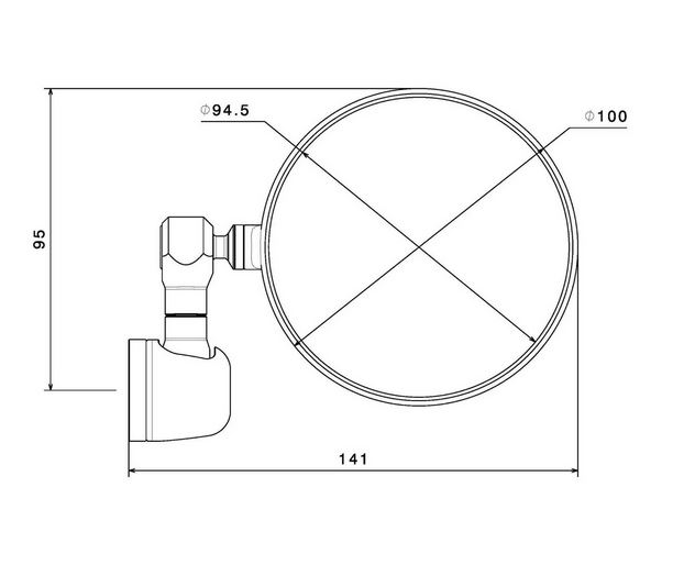 Rétroviseur d'extrémité de guidon RIZOMA "SPY-R" Ø 94.5 mm gauche ou droite pour Vespa, noir/argent anodisé