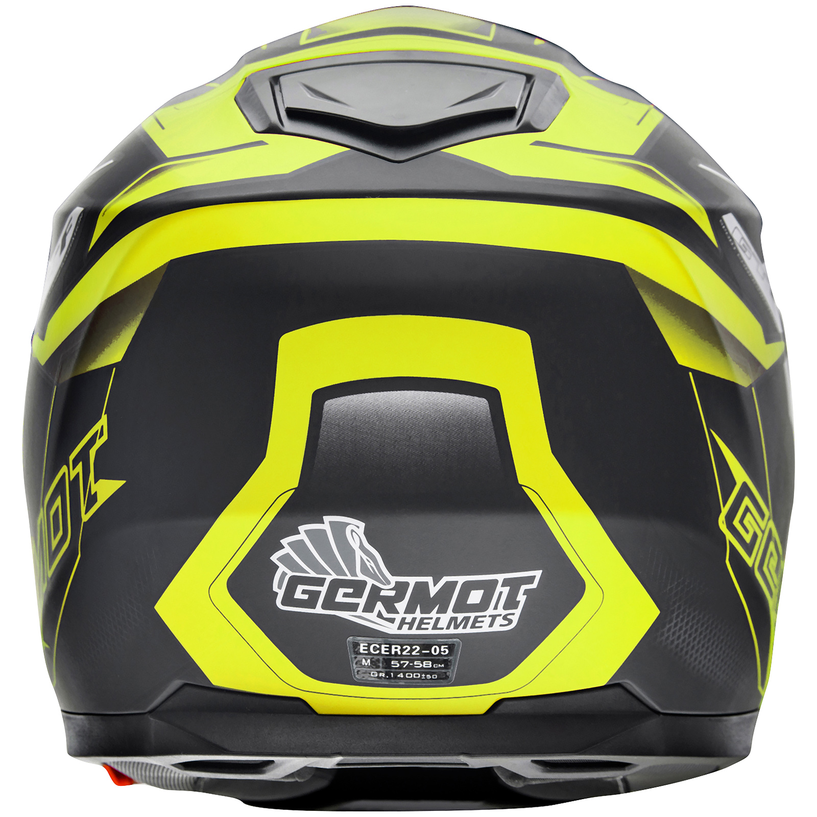 Germot casque intégral GM 330, noir mat/jaune fluo
