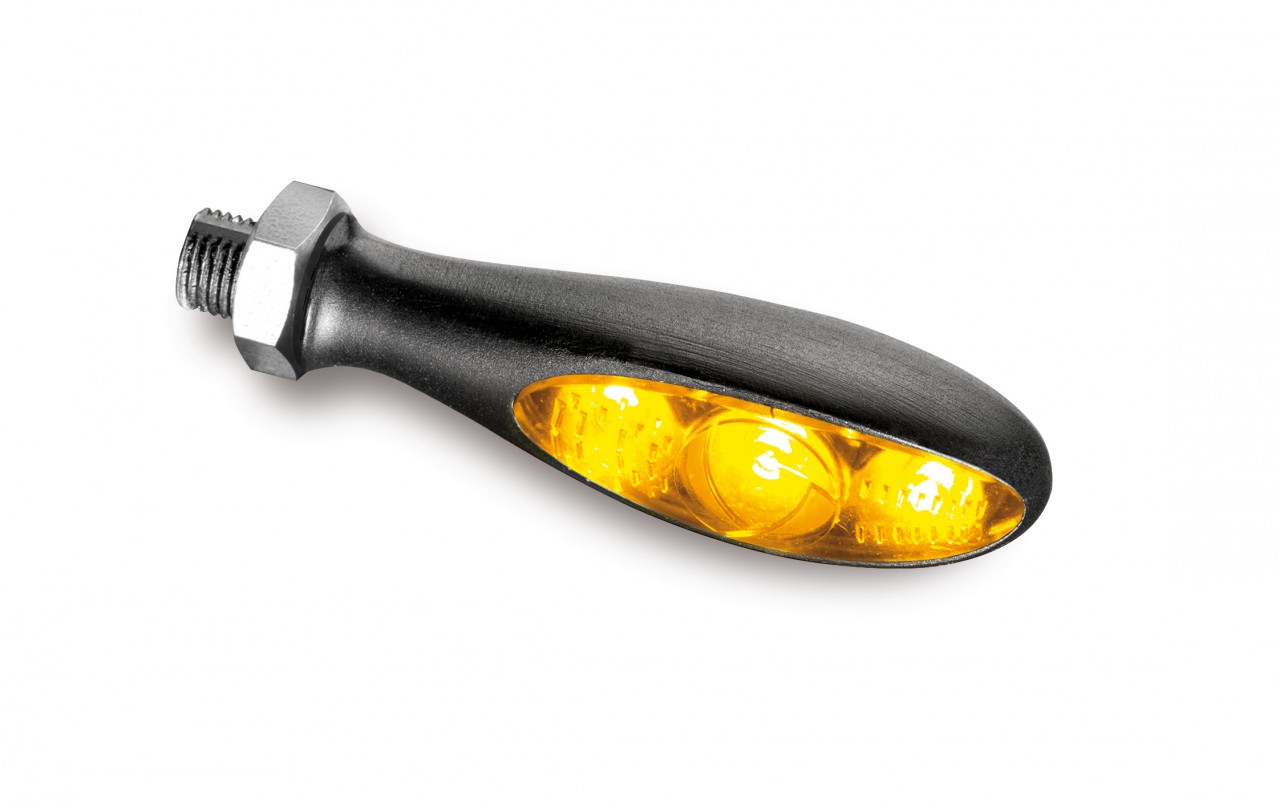 Clignotants Kellermann, Micro S Dark, aluminium, LED, V/H, G/D, 12 V, noir satiné, M5x0,5x6,5