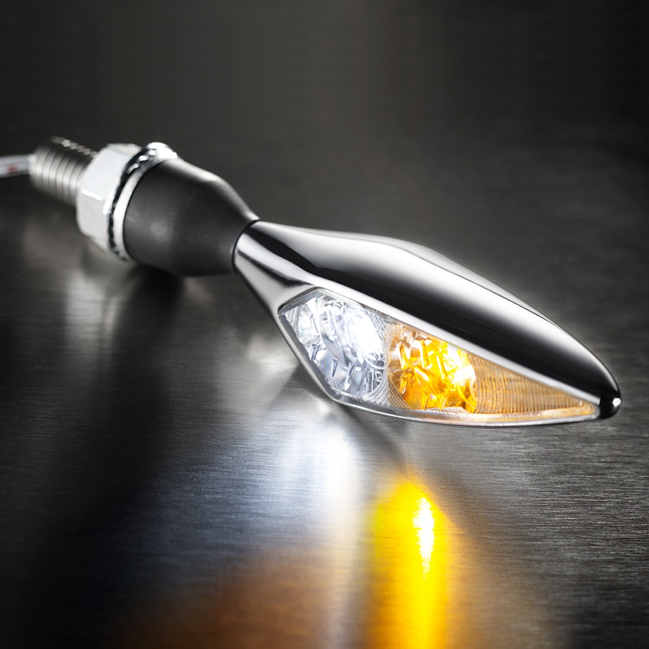 Kellermann Clignotant avec feu de position, Rhombus PL, acier, LED, VL, 12 V, chrome brillant, M8x20