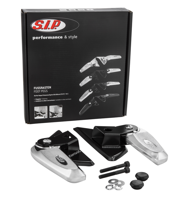 Repose-pieds droit et gauche pour Vespa LX /LXV /S 50-150ccm, noir/chrome