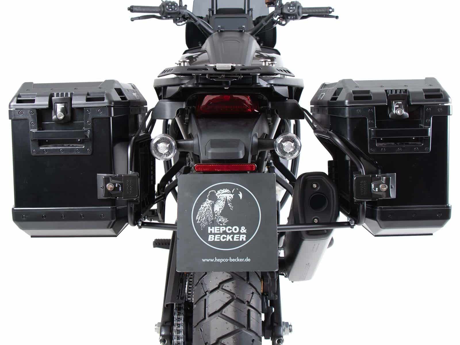 Kit de support de valises Cutout y compris kit de valises Xplorer Cutout noir pour Harley Davidson Pan America (21-)