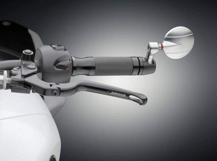 Rétroviseur d'extrémité de guidon RIZOMA "SPY-R" Ø 57 mm gauche ou droite pour Vespa, noir/argent anodisé