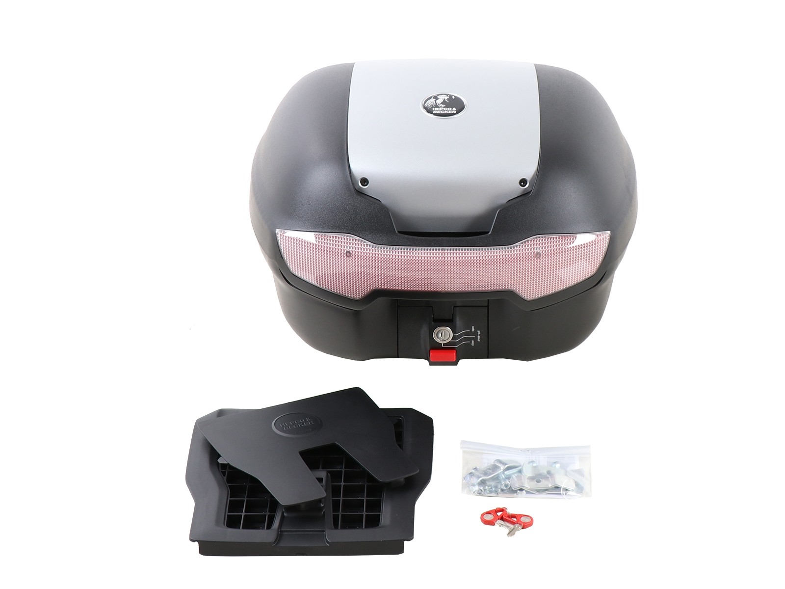 Journey Topcase 40 argent incl. palette topcase universelle pour porte-bagages étrangers Hepco & Becker