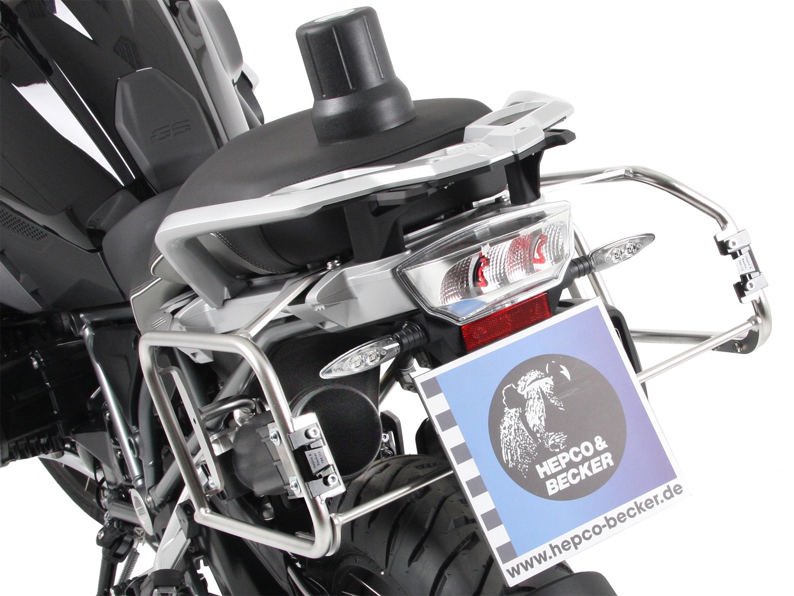 Boîte à outils noire pour support de valises latérales Cutout pour BMW R 1250 GS (19-23) Hepco & Becker