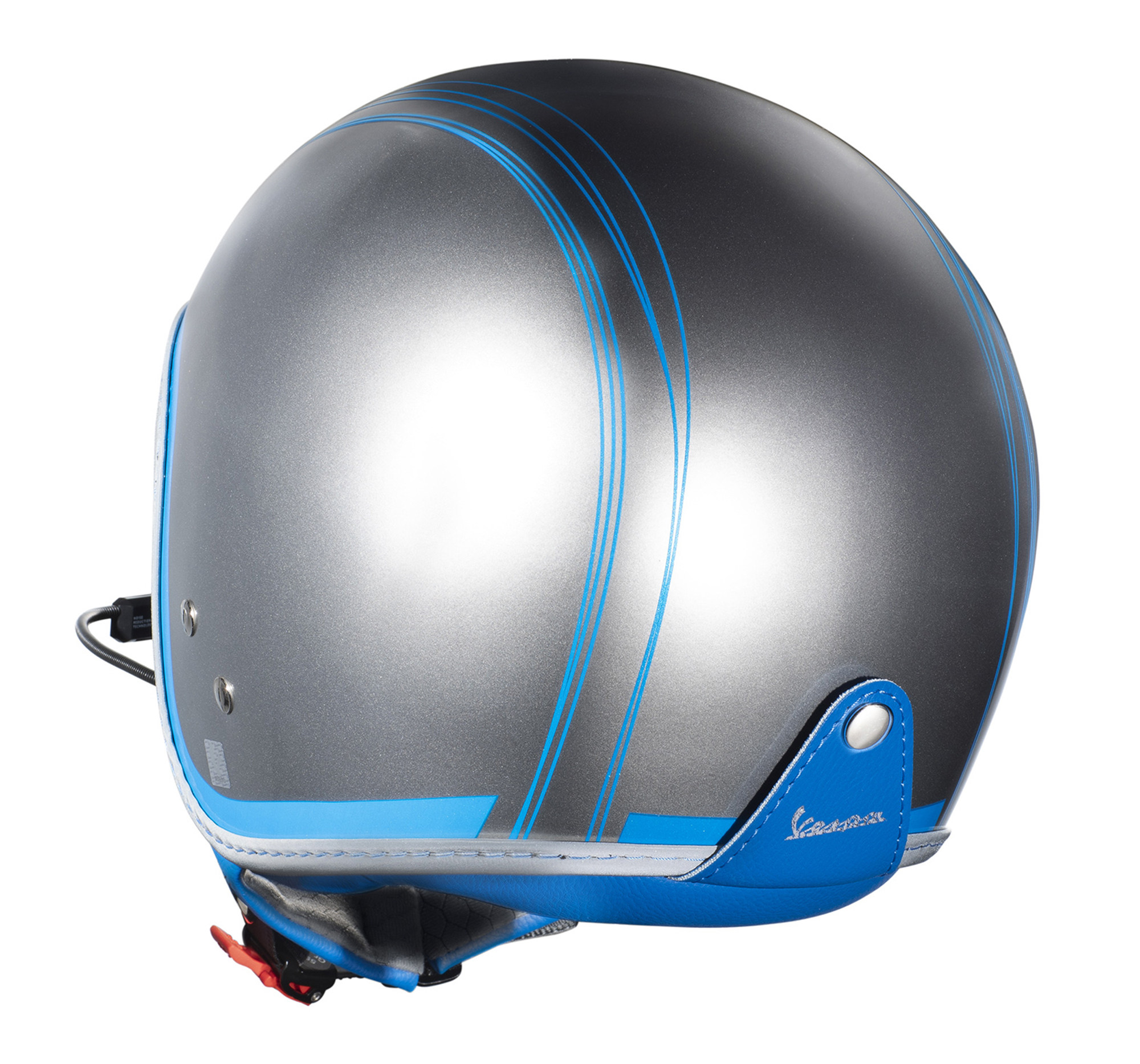 Casque jet Vespa Elettrica Tech blu (Bluetooth) argenté