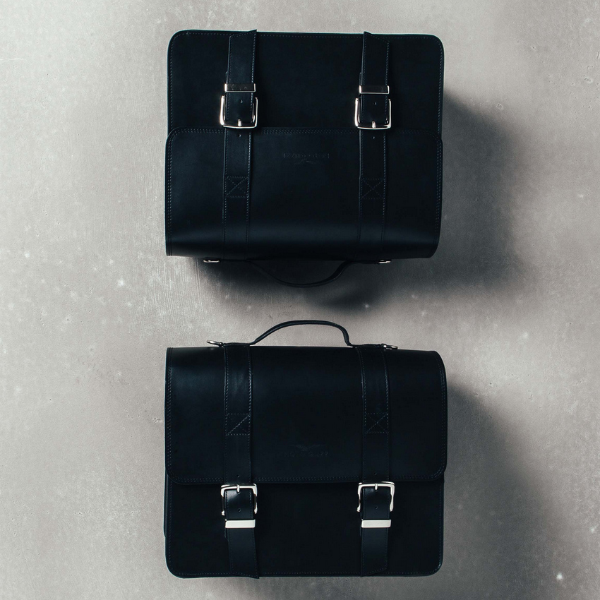 Sacoche latérale, noire pour Moto Guzzi V7 III/ V9 Bobber / Roamer/ Audace