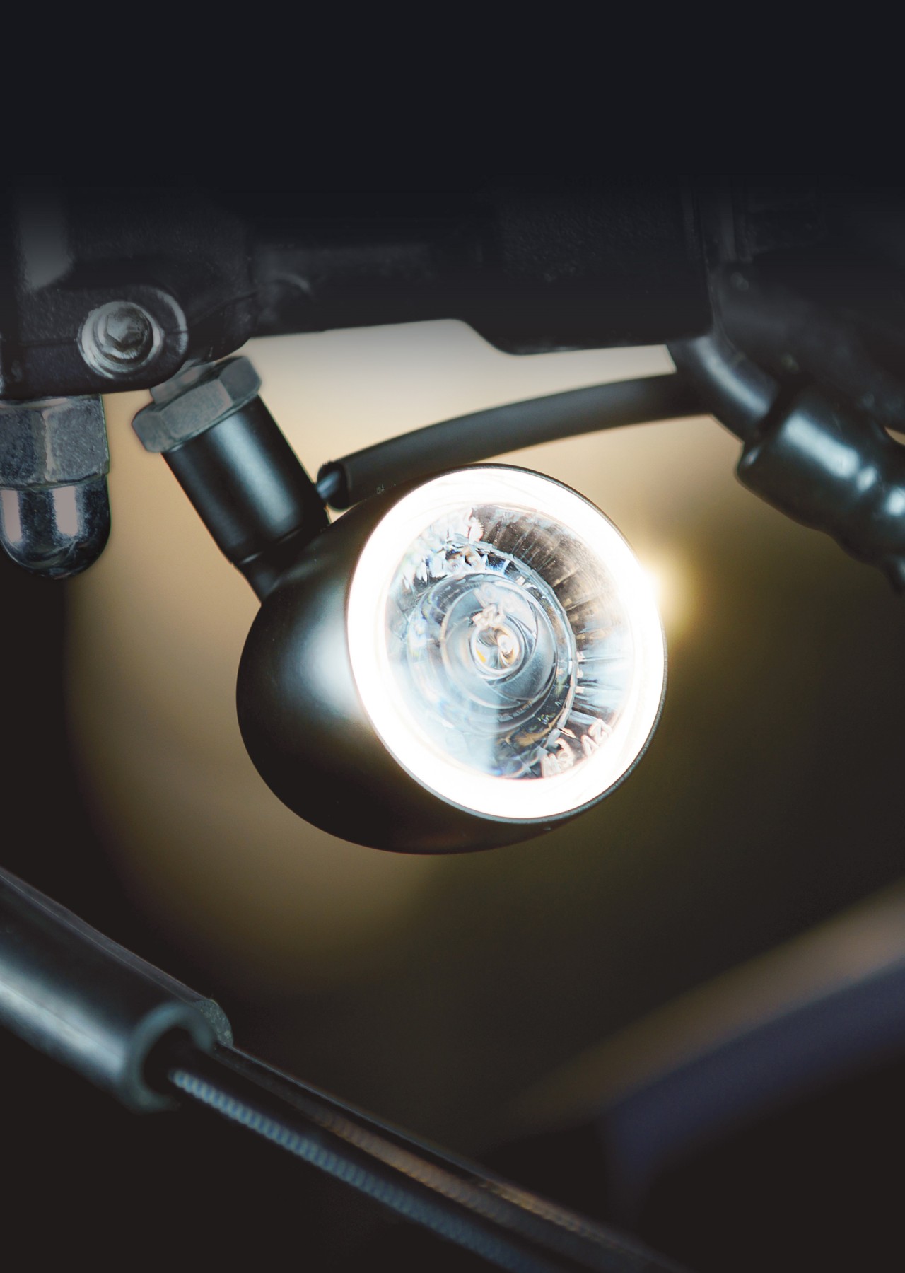 Clignotant Kellermann avec feu de position, Bullet 1000 PL white, acier, LED, VL/VR, 12 V, chrome brillant